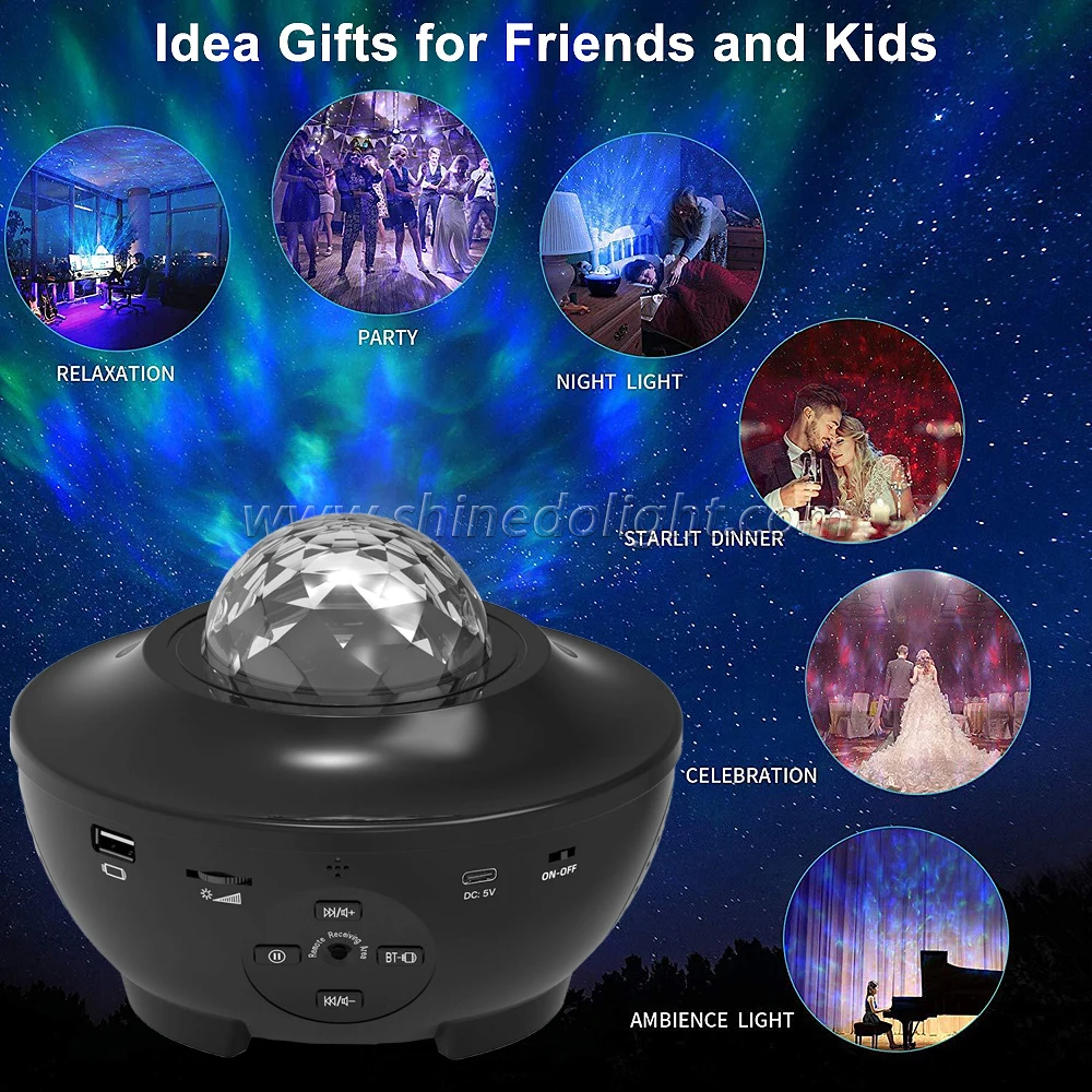 Smart Star LED Night Starry Projector Light, Laser Sky Projector BT Music Speaker Galaxy Star Projector With Remote Control