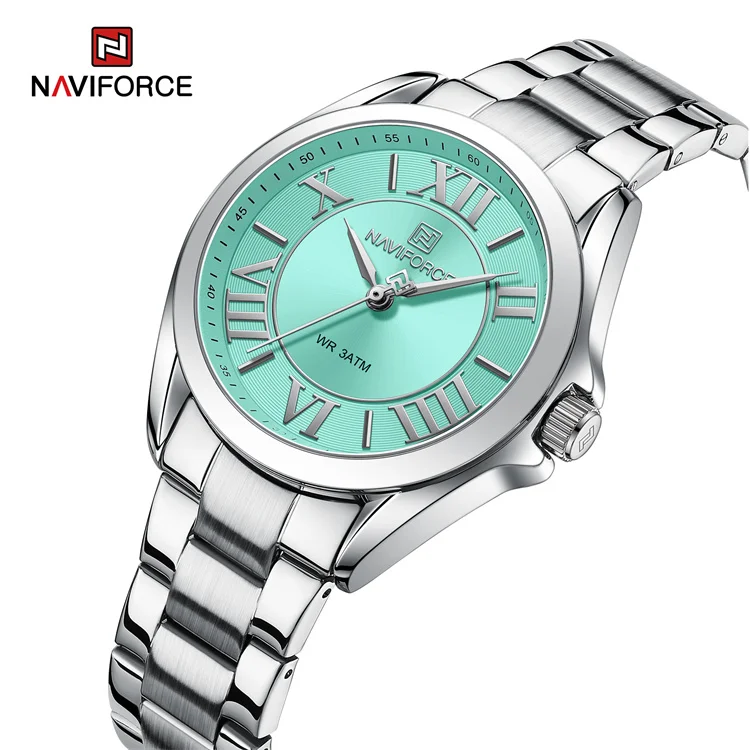 NAVIFORCE 5037 SBE часы для женщин озеро синий циферблат с ремешком из нержавеющей стали простые кварцевые наручные китайская