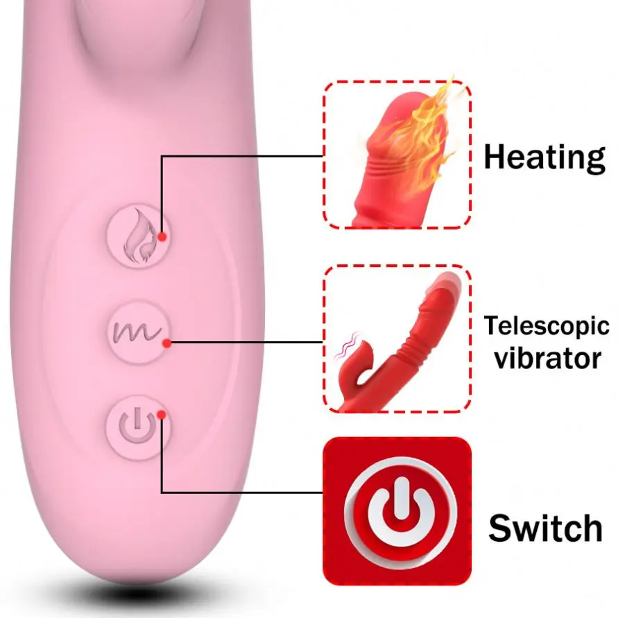 Fast Heated Dual Head Vibrating G Spot Vagina Pussy Rabbit Vibrator Female Stimulate Thrusting Dildo Sex Toys