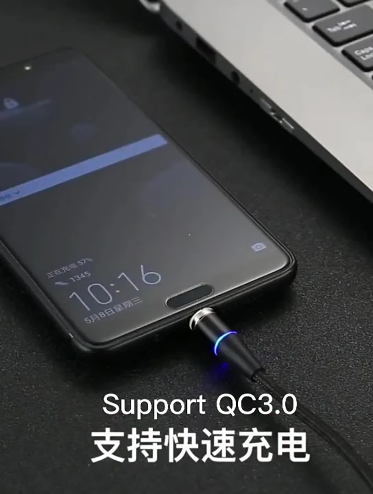 Оптовая продажа магнитный 360 быстрая зарядка USB светодио дный световой 3 в 1 usb Магнитный зарядный