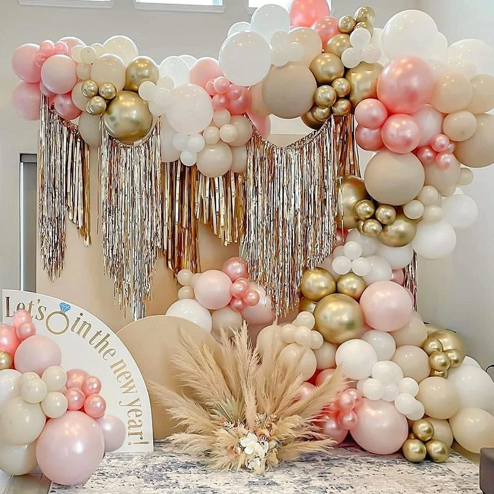 Розовые и золотые воздушные шары, гирлянда, арочный набор, украшения на день рождения, колонна для детского душа для девочек, пастель