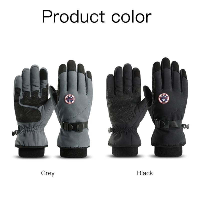 GOLOVEJOY DB69 Black Cowhide Waterproof Leather Insulated Winter Ski Gloves Ski Mittens
