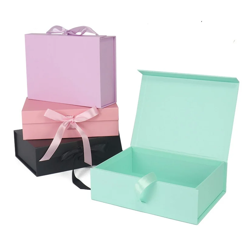 Custom luxury black with foldable magnetic box flip closure rigid gift cardboard shoe packaging box