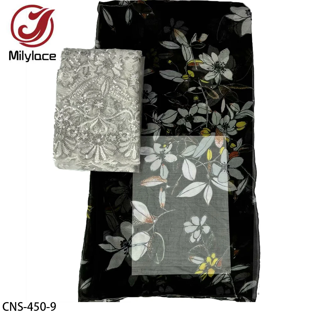 Floral Printed Silk Brocade Crepe Silk Organza Chiffon Fabric For Dresses