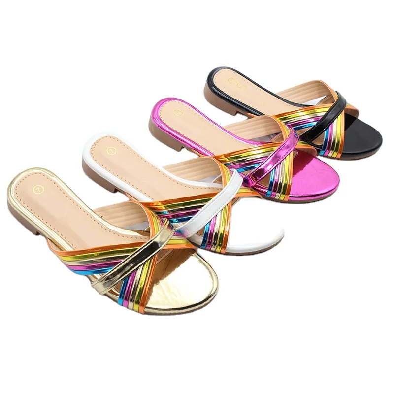 New Outwear Fashion Beach Fish Mouth Color Block Slippers For Women Nude Slippers Summer Sizes 6-11