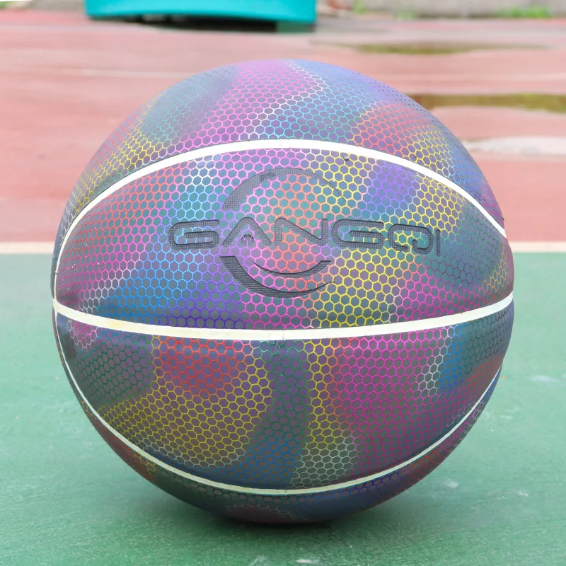 Official Size and Weight Holographic Reflective Basketball Flash Glowing Luminous Bright Basket Balls
