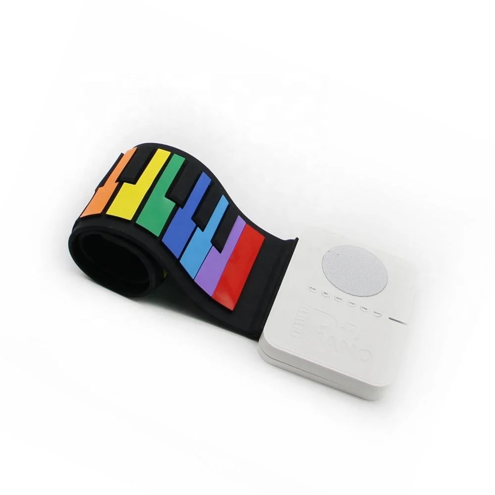 Travel Foldable 37 Keys Flexible Built-in Speakers Educational Piano Digital Keyboard Piano Multi-function Rainbow Color Piano