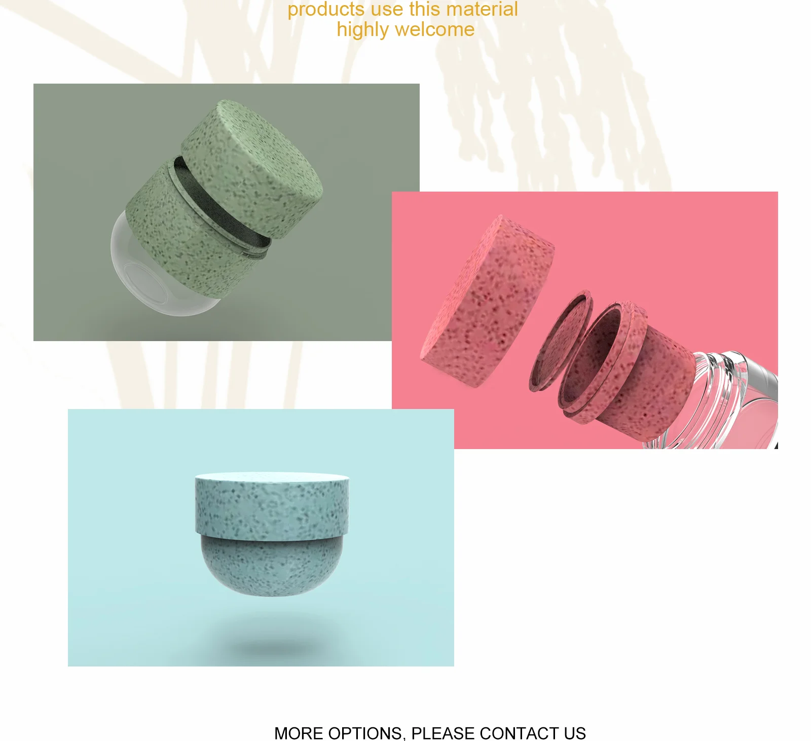 PP plus straw raw material organic and biodegradable cosmetics jar plastic cream jar with discs