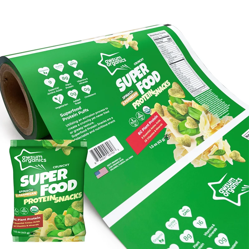 Customize print food grade plastic laminated roll film for packing snack food packaging bag potato chip packaging bag film roll