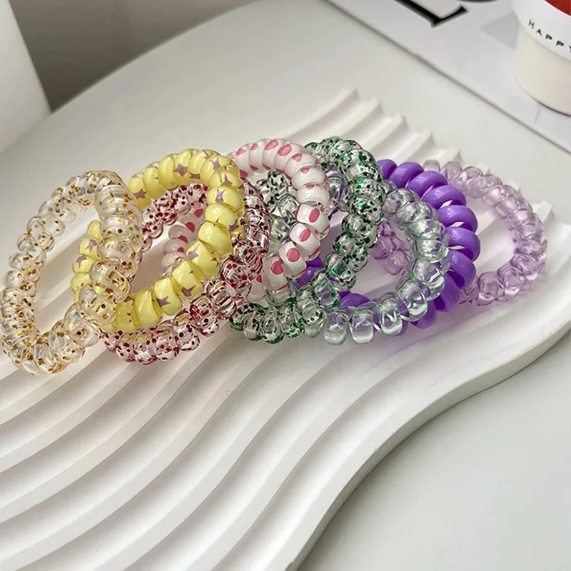 6pcs/bag Elastic Hair Scrunchies Ponytail Rope Telephone Wire Coils for Women Accessory