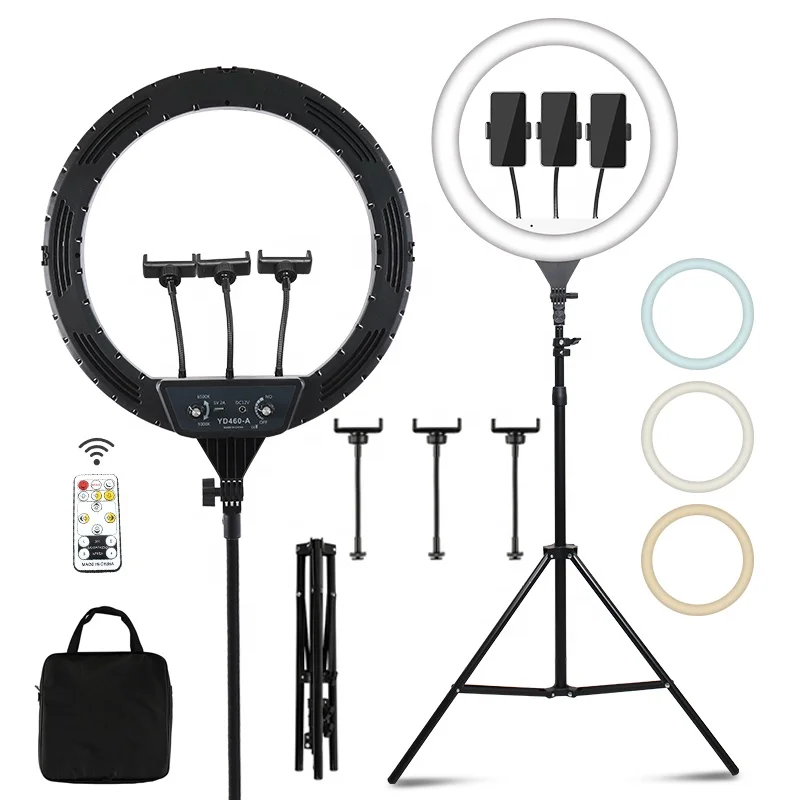 18 Inch Live Video Makeup Selfie RGB Ring Light Phone Holder Stand LED Photographic Lighting Fill Ring light