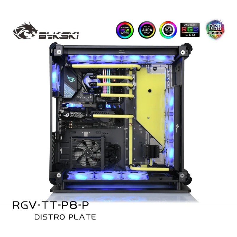 Bykski TT Core P8 TG Distro Plate For Thermaltake Core P8 Case  Reservoir DDC Pump Combo,Water Cooling Tank,12V/5V RGV-TT-P8-P