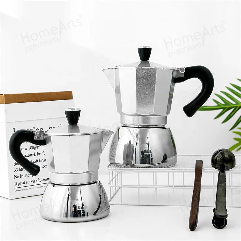 New Design Factory Price 3/6-Cup Stainless Steel Moka Pot Classic Italian Style Espresso Cup Moka Pot Makes Stovetop Mokapot