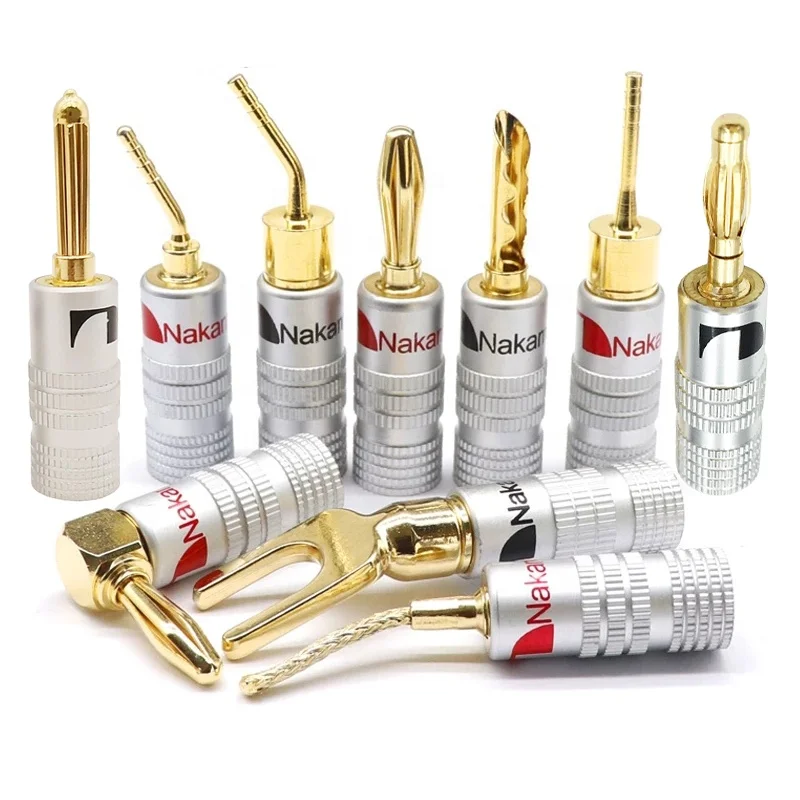 Nakamichi BANANA PLUGS 24K Gold-plated 4MM Banana Connector with Screw Lock For Audio Jack Speaker Plugs Amplifier Terminal