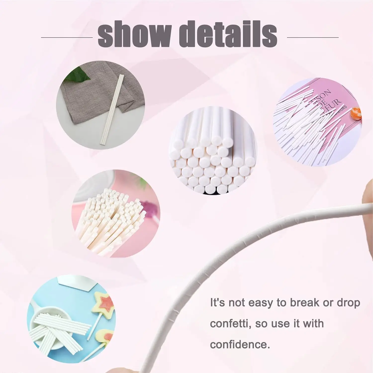 White Paper Lollipop Sticks 3 4 6 Inch for Lollipop Cake Pops and Candy 100 Count