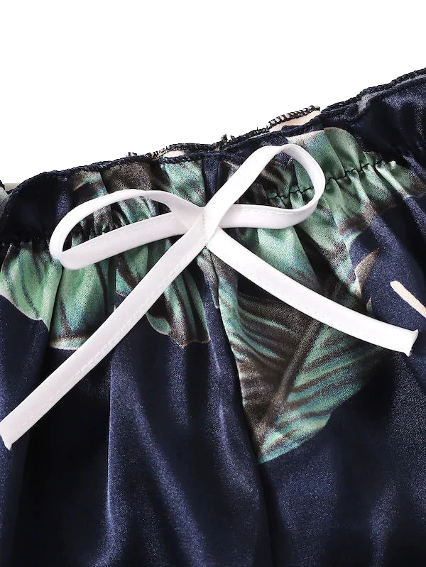 Multi 7 Pieces Pyjamas Women Sleepwear Luxury Printed Floral Satin Pajamas for Women Set