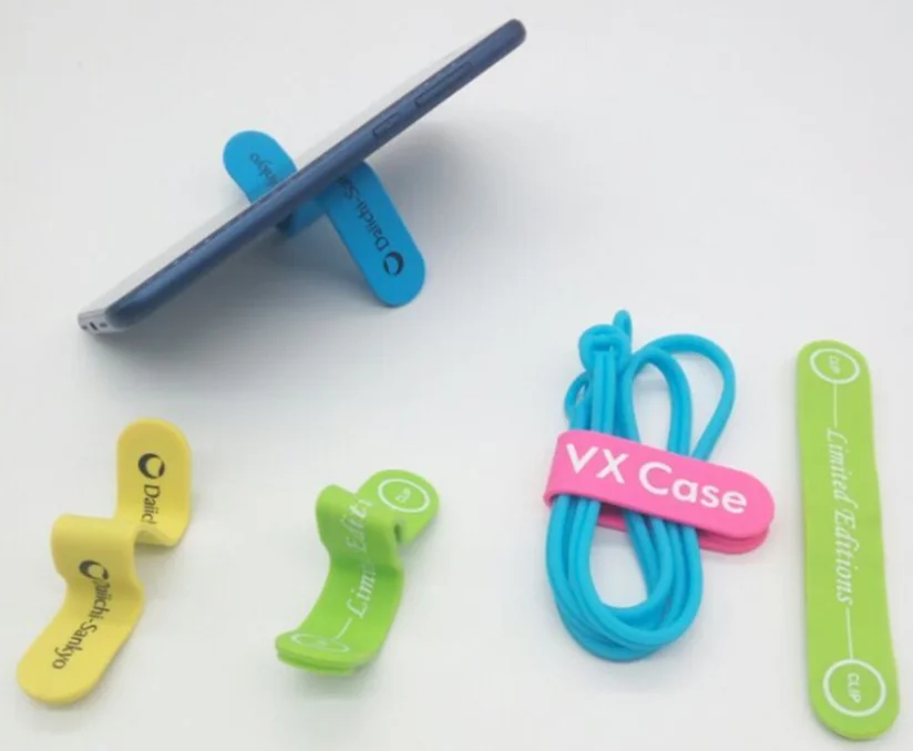 Custom logo silicone magnetic clip cable twist ties