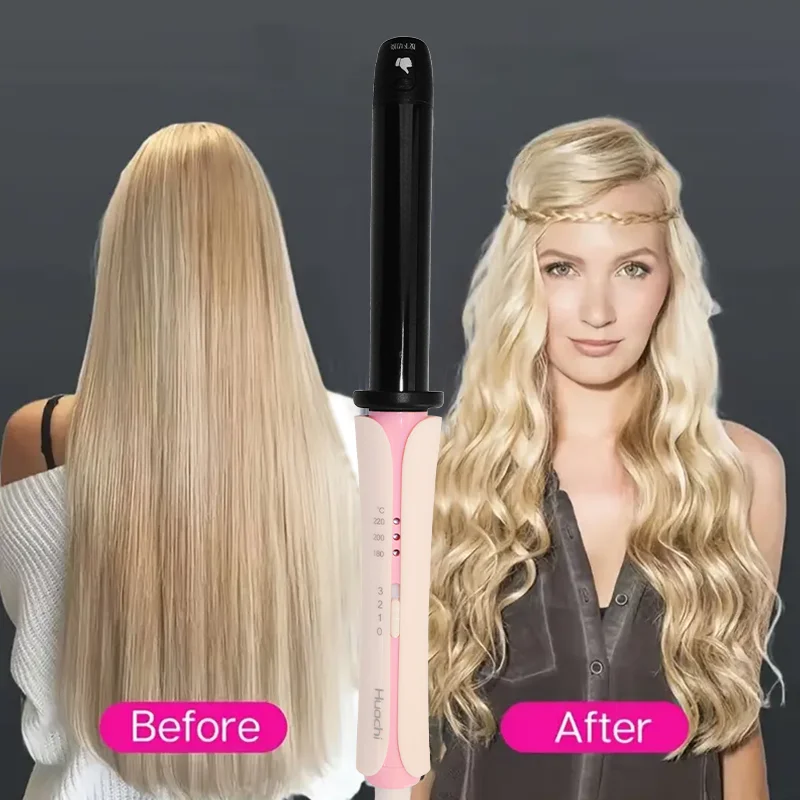 Factory Private Mode Long Barrel Hair Curling Iron LED Display Hair Brush 3 Heat Settings Electric Hair Comb