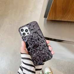 Luxury Fashion Silver Tin Paper Phone Case for iphone 14 13 11 12 Pro Max Water Ripple Liquid Metal Shockproof Soft Cover