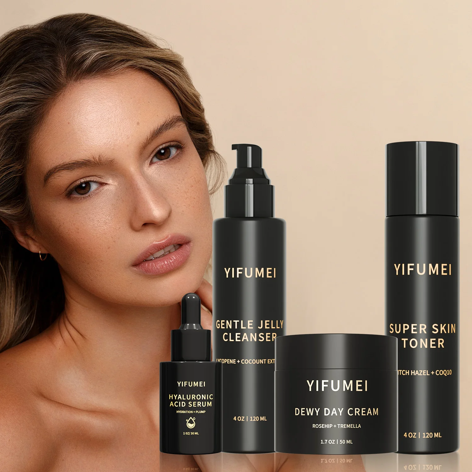 Private Label 4  Piece Organic Face Anti Acne Skincare Whitening Rejuvenating Hydrating Moisturizing Repair Skin Care Set