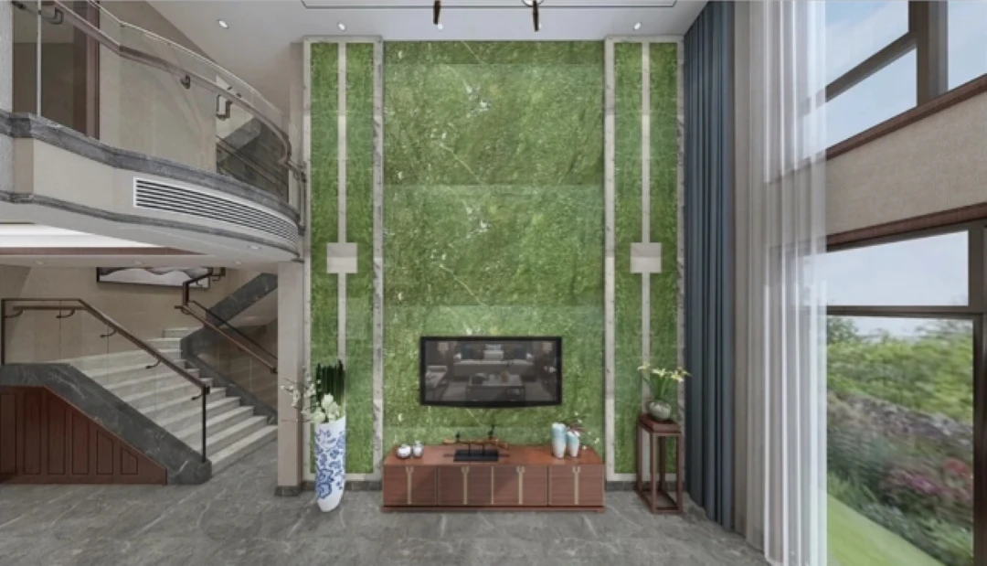 Natural High Quality Custom Interior Floor Tiles Polished Dandong Green Marble Slab
