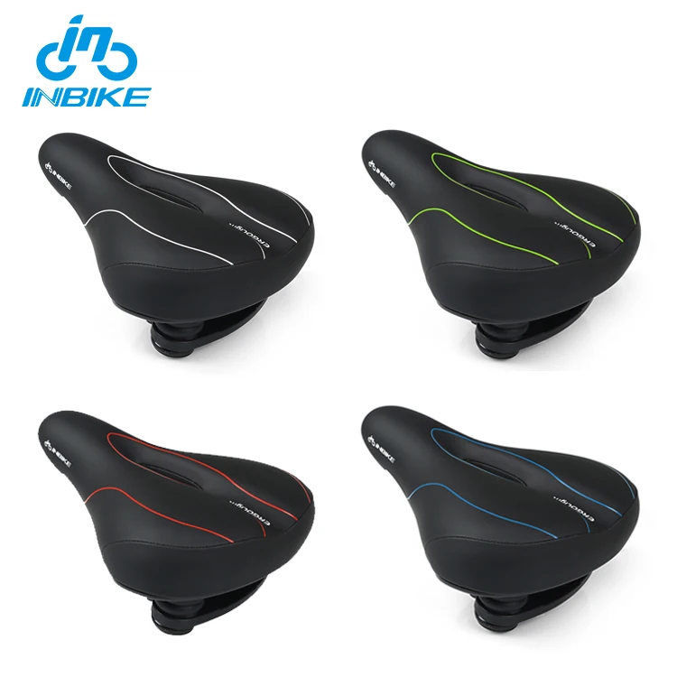 INBIKE Bike Accessories Custom Wide Gel Cycling Seat Leather Bicycle Saddle
