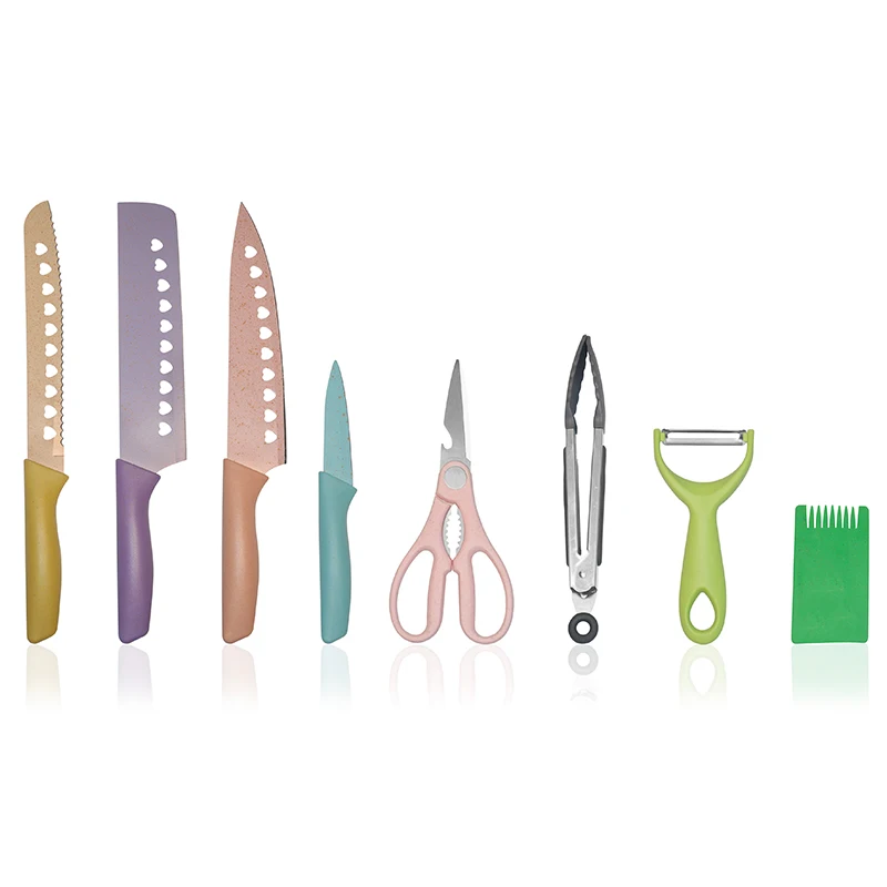 8 Pcs Stainless Steel Kitchen Knives Set Bread Curving Fruit Scissors Knives Set for Kitchen