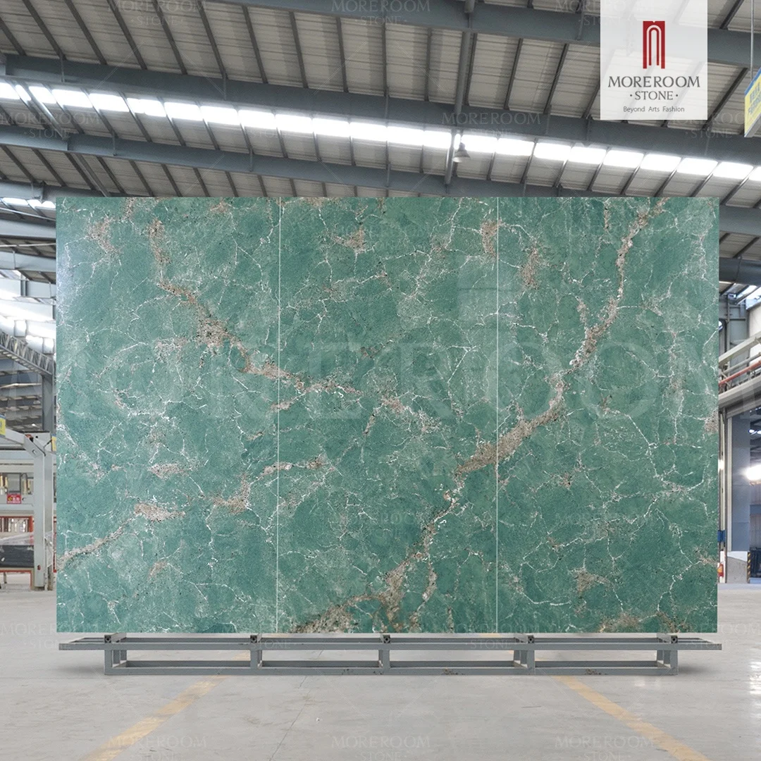 Polished Big Size Marble Look Marble Green Look Slabs For Living Room
