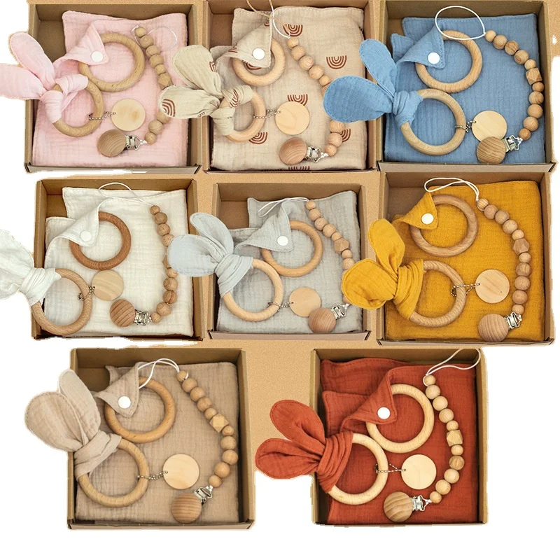 Popular baby educational toys molars gift box baby toy full month pacifying hook ringing set