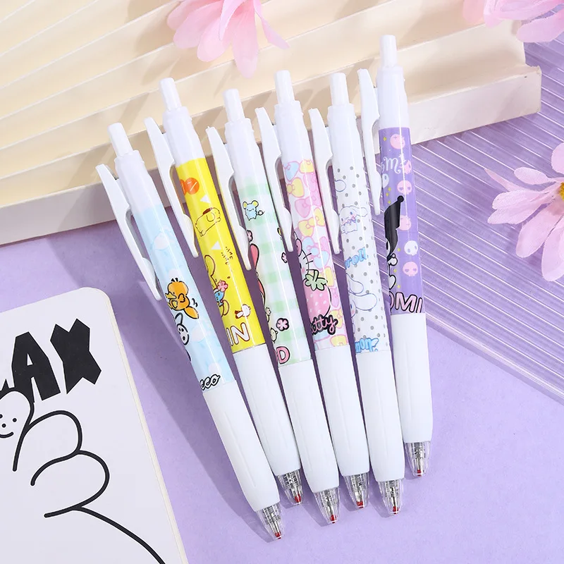 Cartoon anime ballpoint pen automatic press smooth black gel pen handbook tool school supplies