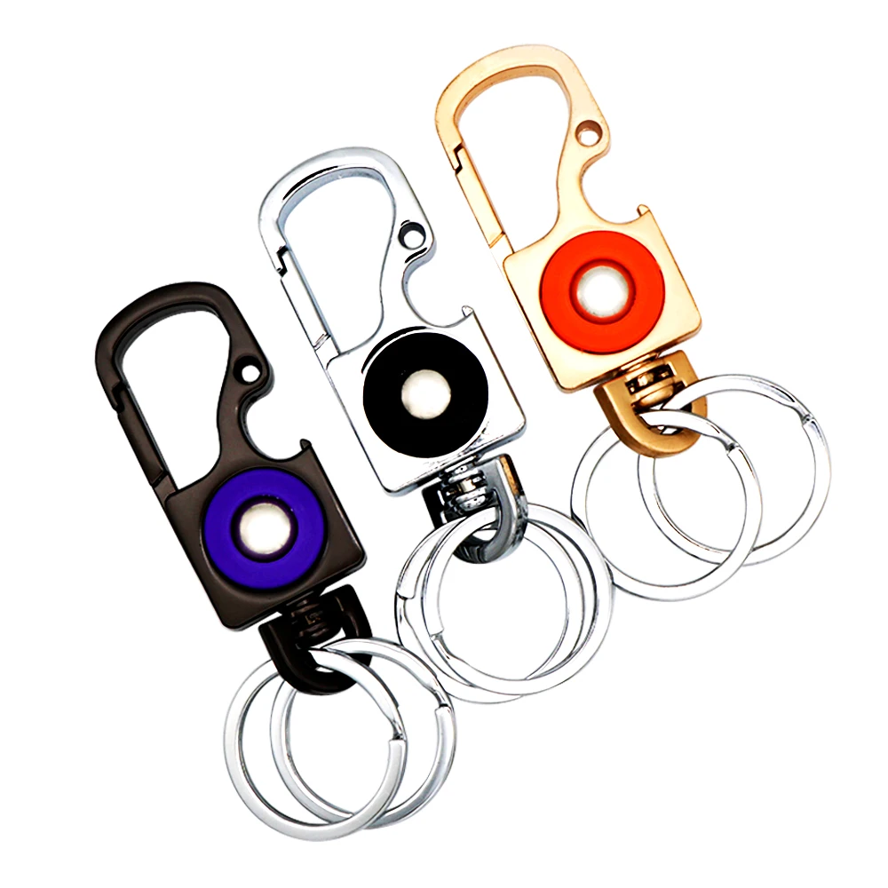 
Multi-function metal car beer bottle opener keychain with two keyrings 