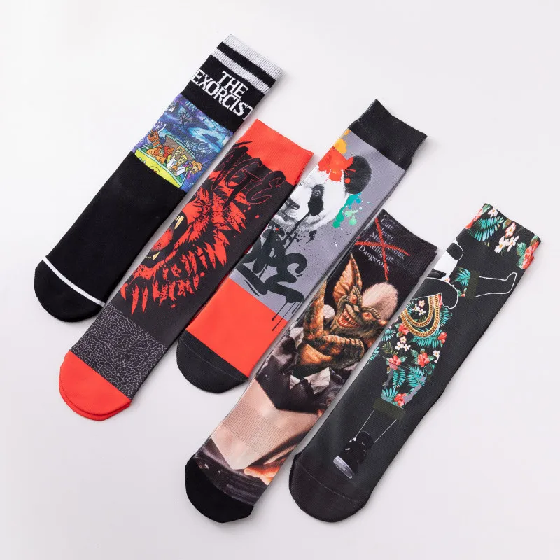 3d Sublimation All Over Printing Socks Cartoon Pattern Custom Printed Socks