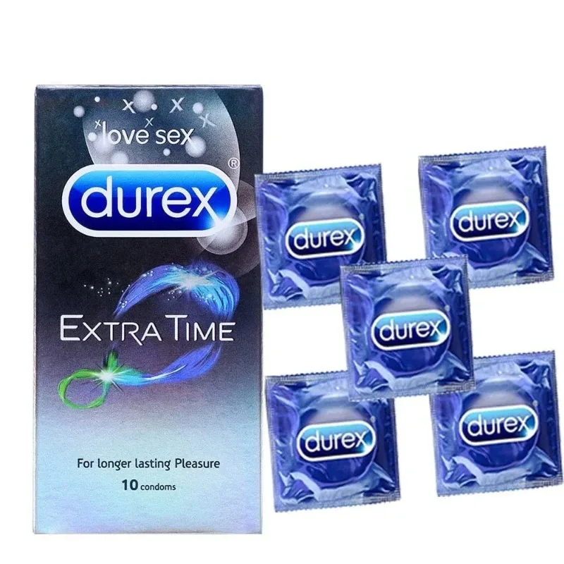 Durex Condom,Natural Latex Condoms Extra time for Extended Pleasure,Extra Thin Transparent Natural Rubber Condoms for Men