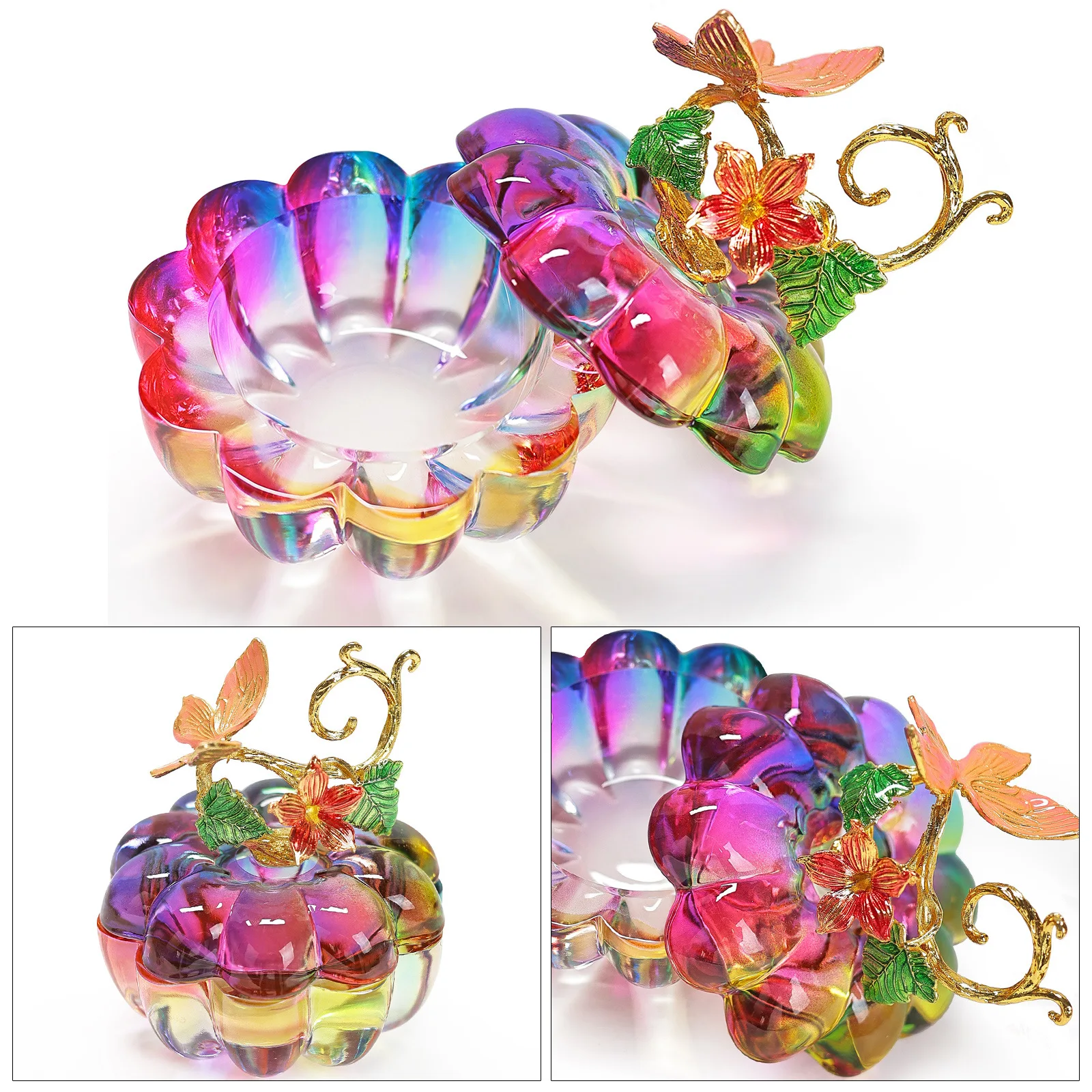 Multi-styles Manicure Dappen Dish Nail Glass Crystal Cup with Lid Gradient Colors Washing Pen Liquid Cup Glass Jar Dappen Dish