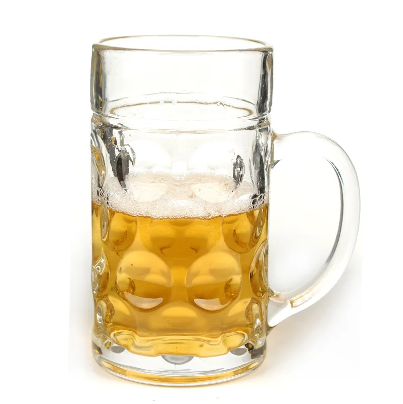 Extra-large 1 liter handle glass draft beer cup Large German beer mug Oktoberfest cup