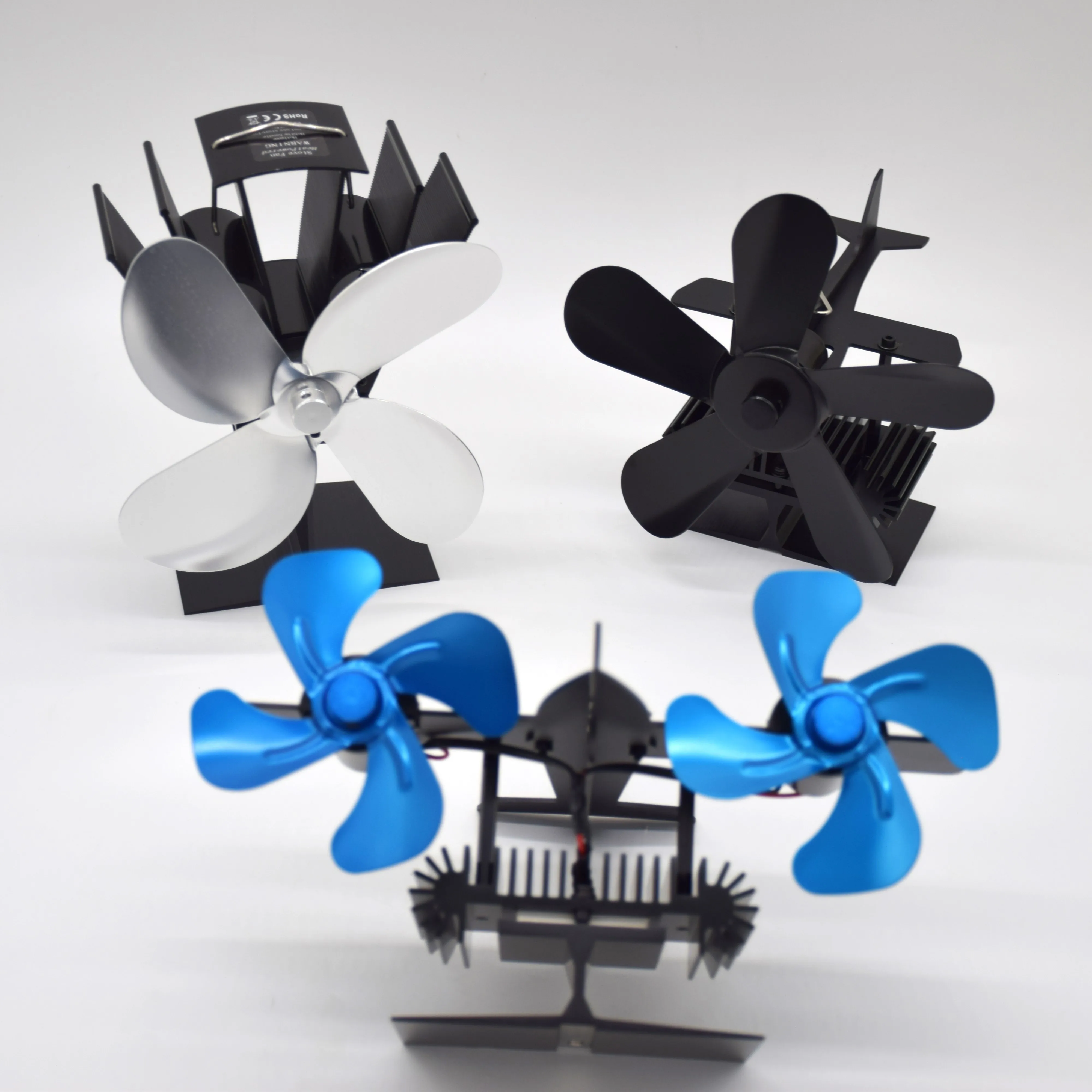 Winter Home Heater Wood Fireplace Twin Head 8 Blades Exhaust Ecofan Pellet Stove Heat Powered Fireplace Top Fan