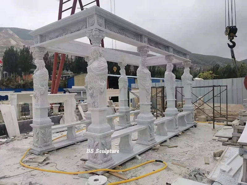 Колонна из натурального камня ручной работы под заказ колонна белого
