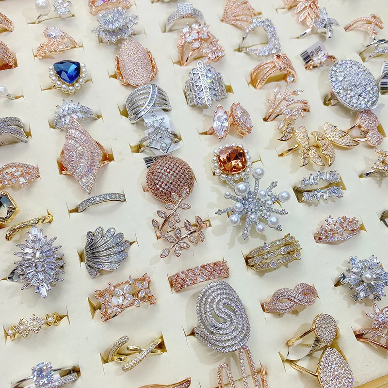 New jewelry luxury women ring gemstone crystal stone mixed color zircon girls ring buy rings in bulk