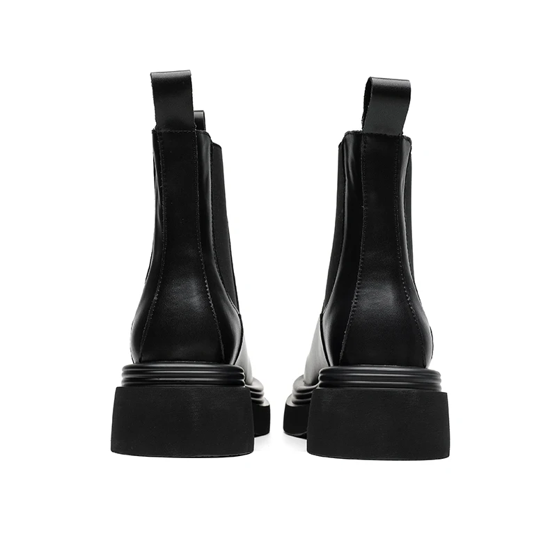 British Stylish Slip-on Womens Leather Boots Outdoor Formal Dress Work Boots Girl Leather Shoes