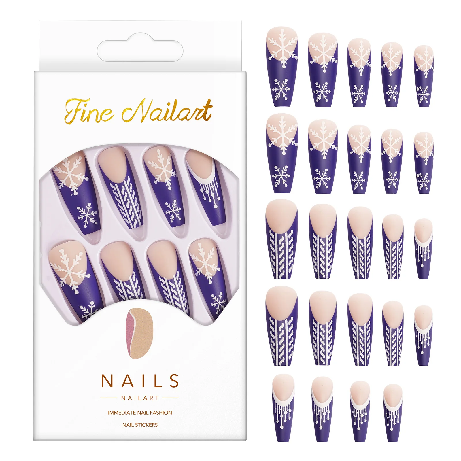 Factory Nail Supplies Packaging 24pcs Long Ballerina Fakenail Vendors Nail Art Press On Nails