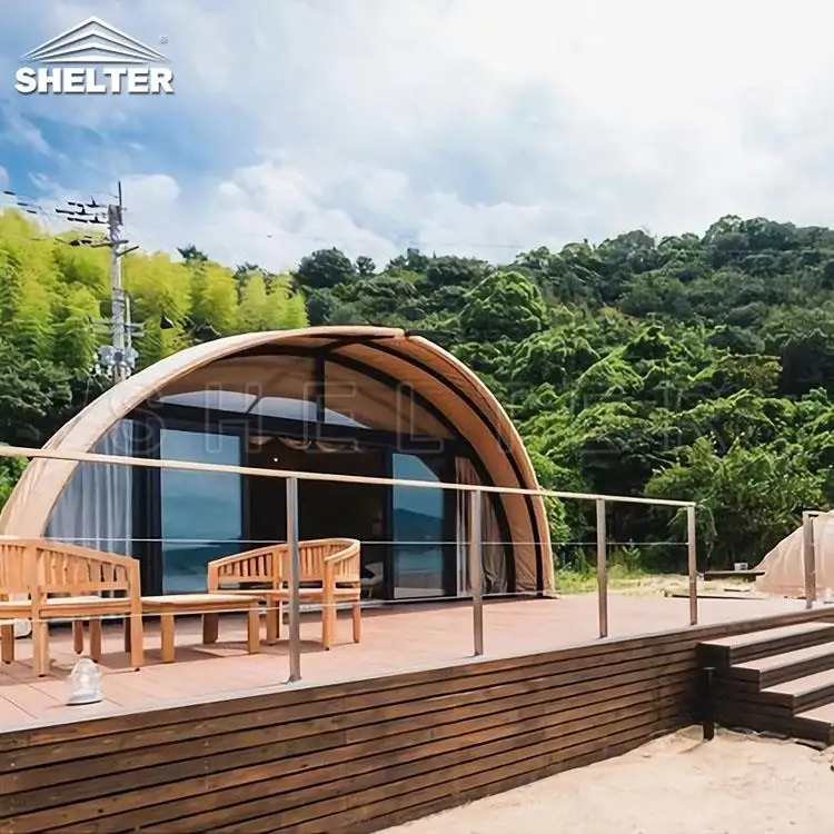 4-5 Person Unique Shape 4 Season Safari Waterproof Canvas Tent House For Camping Hotel