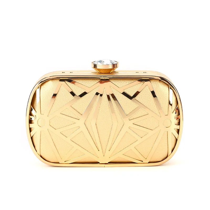 Wholesale Elegant metal frame beaded metallic clutch bags evening party bags rhinestone Purses for women