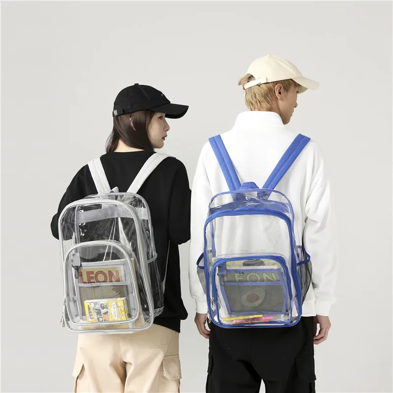 Custom Clear Plastic Backpack Wholesale Durable Thicken PVC Clear Backpack Transparent Clear Backpack School Bag For Teenager