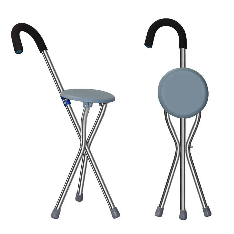 Hot Sale Multifunctional Baston Silla Plegable Walking Stick Chair 85cm Folding Cane for Elderly Crutch With Stool Seat