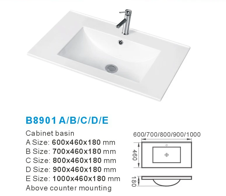 Modern Design White Ceramic Luxury Above Counter mounting Sink Bathroom Ceramic counter basin Hot sale Cabinet Basin