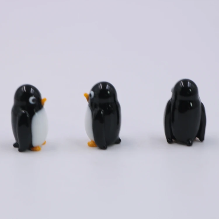 Miniature Small Murano Lampwork Little Glass Animal Penguin Figurine