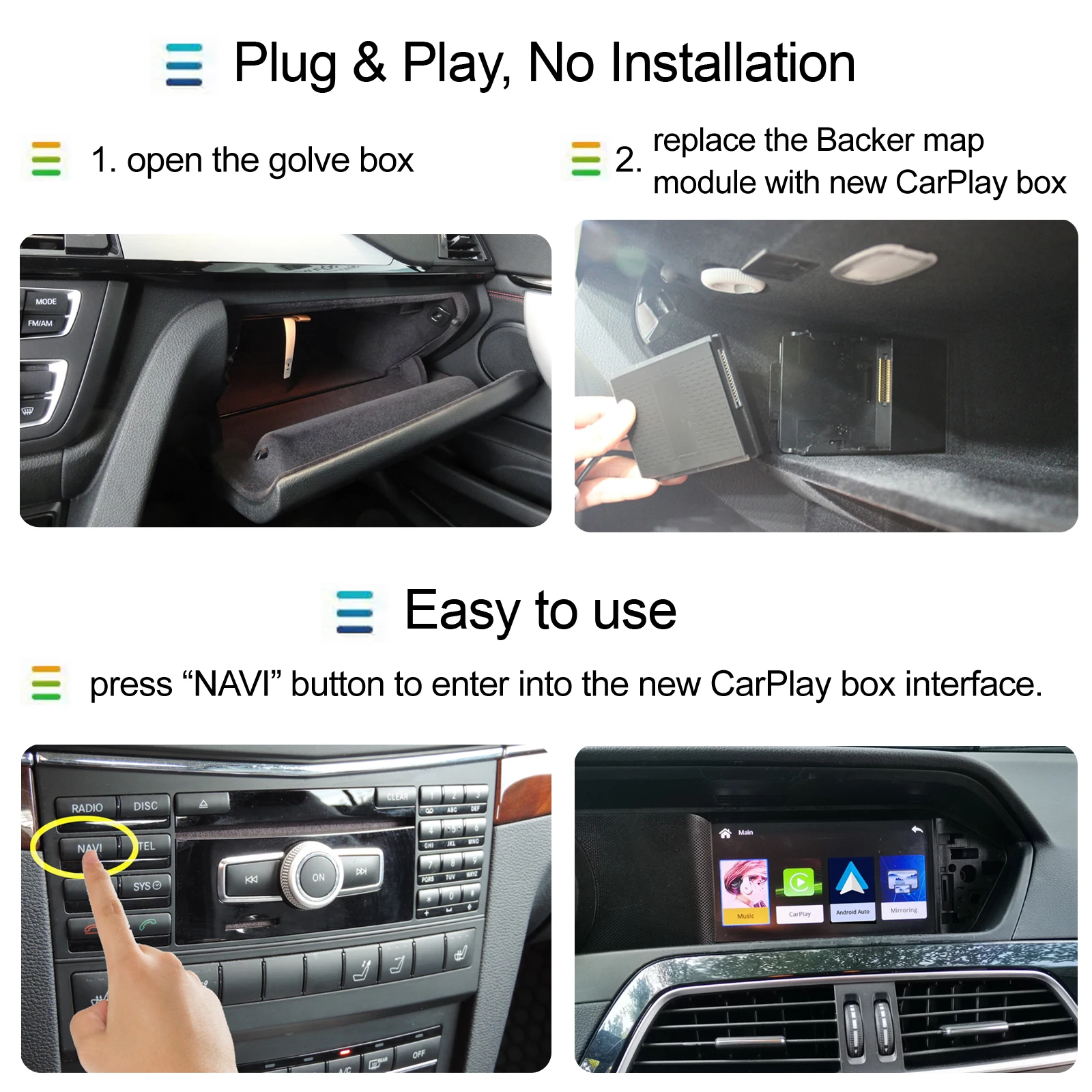 Road Top AI Box Wireless Carplay and Android Auto Decoder Becker Navigation for Mercedes Benz 2011-2015 with NTG4.5 system