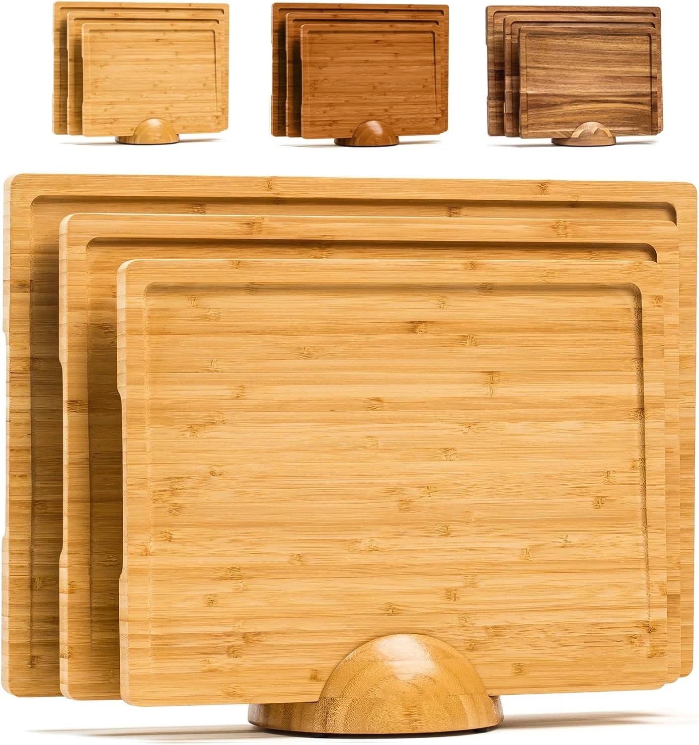 Factory wholesale set of 3 rack countertop Large Wood Cutting Board Set with Holder