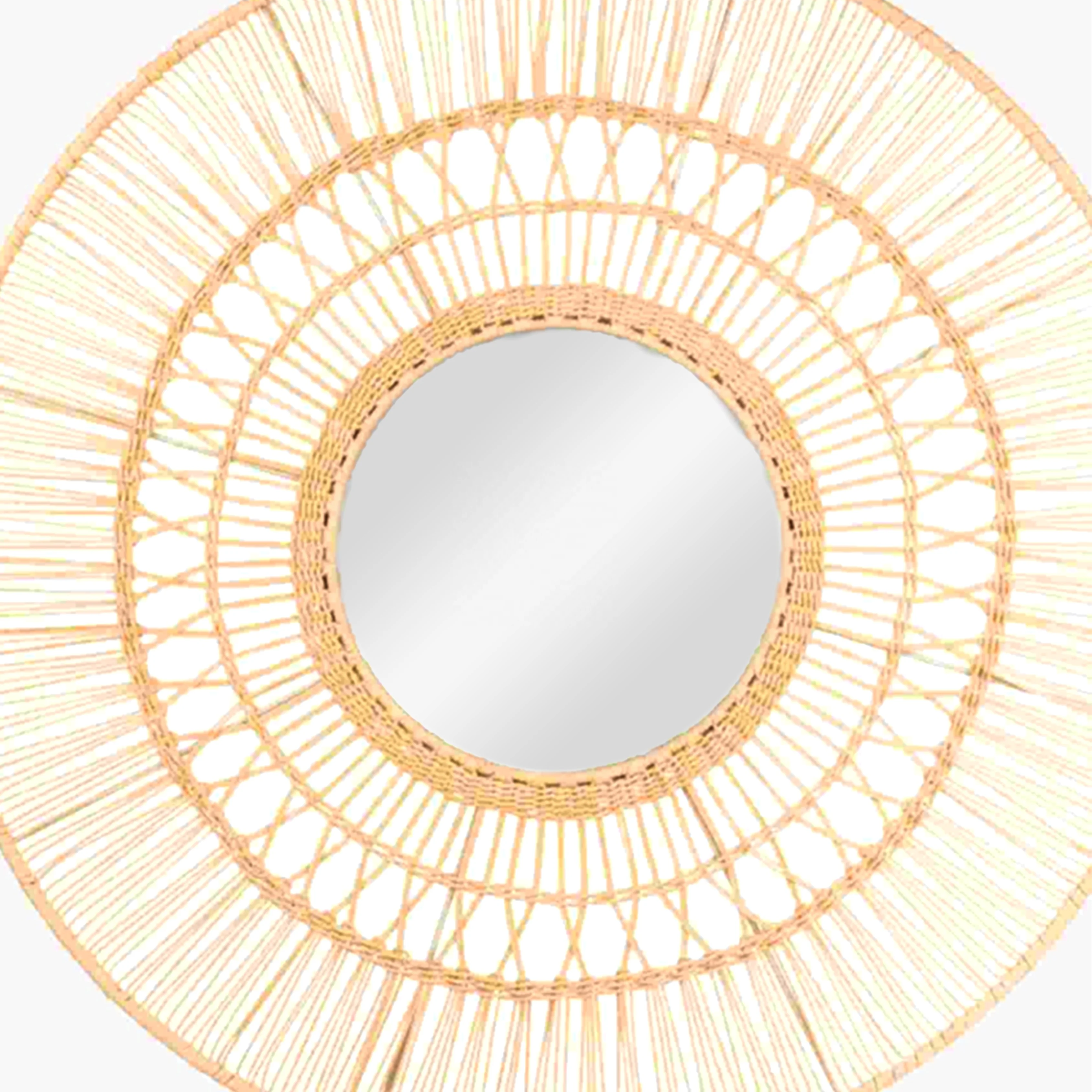 Super Fine Quality Rattan Mirror Round Shape Wood Craft For Wall Decor