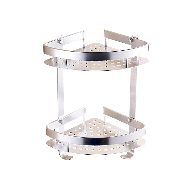 Contemporary Bathroom Accessories Wall Mounted Glass Aluminum Multi Corner Shelf